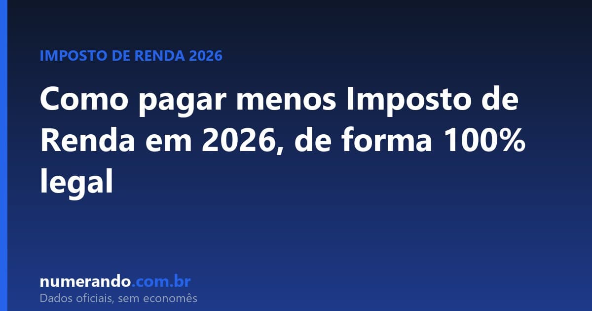 Como pagar menos Imposto de Renda em 2026, de forma 100% legal